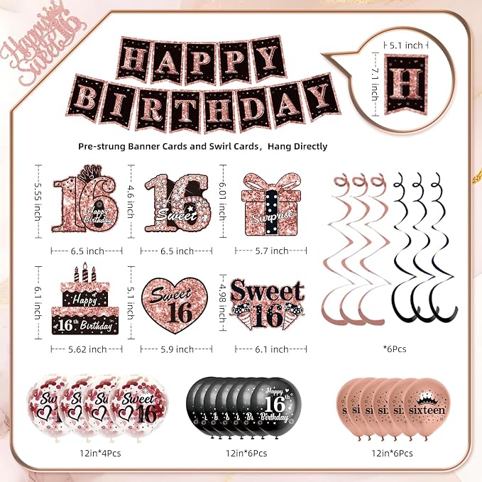 50Pcs Sweet 16 Birthday Party Decorations - Image 6