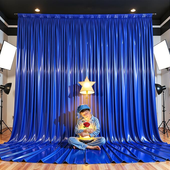 10x10 ft Royal Blue Glitter Backdrop Curtain - Image 4