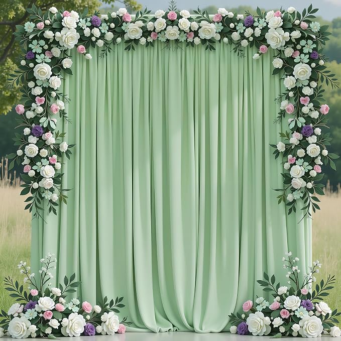 Asee'm Sage Green Backdrop Curtains Drapes by Aseem