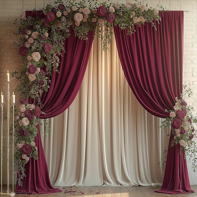 ESGOTBME 20x10ft Wrinkle Free ‌Burgundy Backdrop Curtain - Image 9