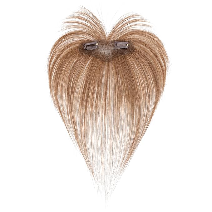 Benehair Clip on Bangs Human Hair, Front Hair Extensions for Women Hair Pieces with Temples for Daily Wear (Light Brown)