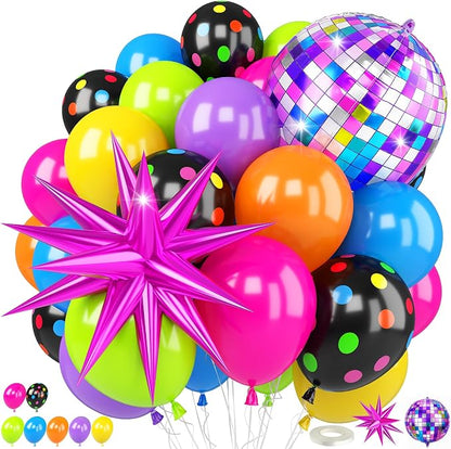 Neon Balloons, 12Inch Disco Rainbow Balloons, Hot Pink Blue Green Orange Purple by TAOYE