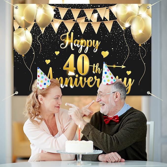 HAMIGAR 6x4ft Happy 40th Anniversary Banner Backdrop - Image 6