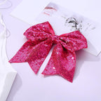 Large Big 7 Inch Glitter Bow Clip Sequin Bling Party Hair Accessories for Women Teens Girls Kids 2 Pcs (HotPink, LightPurple)