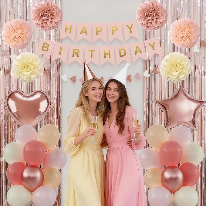 Boho Dusty Pink Happy Birthday Party Decorations - Image 4