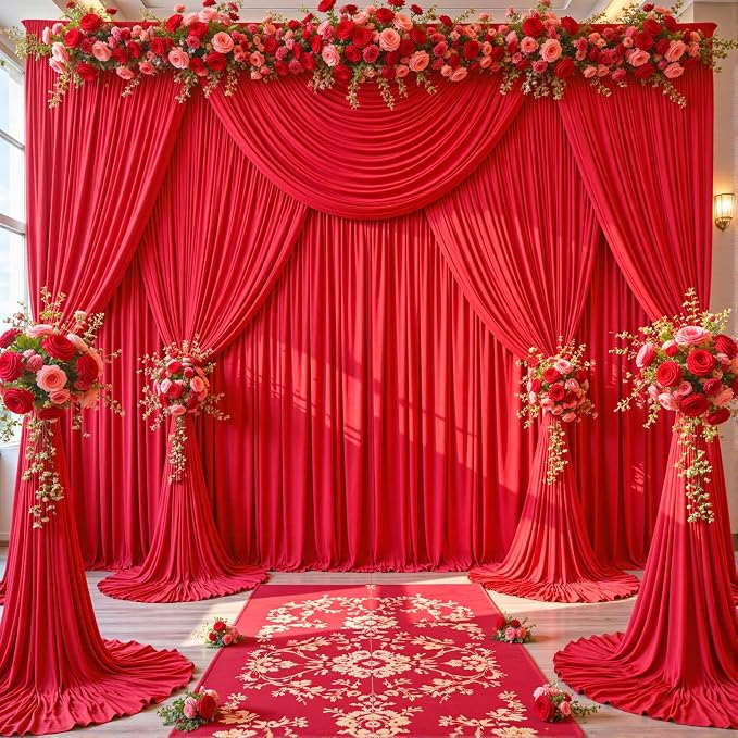 10 Panels Red Backdrop Curtains - Image 3