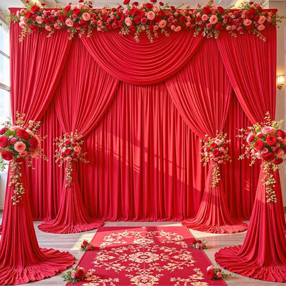 10 Panels Red Backdrop Curtains - Image 3
