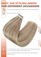 Sunny Hair Blonde Tape in Hair Extensions Human Hair Ash Blonde Highlight Bleach Blonde Hair Extensions Tape in 24 Inch Remy Tape in Txtensions for Women Wedding 20Pcs 50g