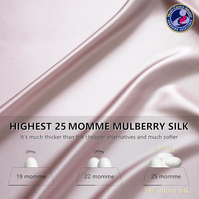 ZIMASILK 25 Momme 100% Pure Mulberry Silk Pillowcase for Hair and Skin Care, Highest Grade 6A Pillow Cases for Women, Long-Lasting Durablity, Gift for Women Men, 1Pc (King 20"x36", Light Plum)