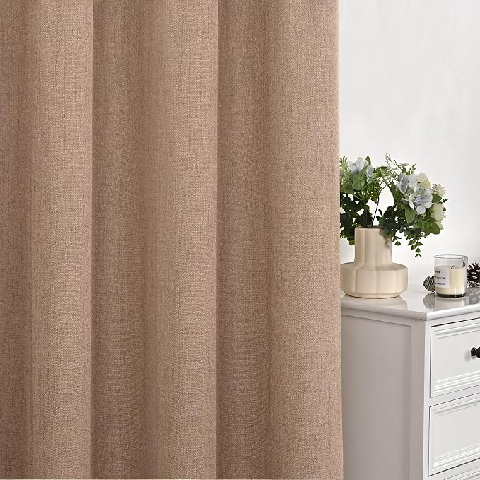 YoungsTex 80 Inches Long Mocha Brown Linen Curtains - Image 7