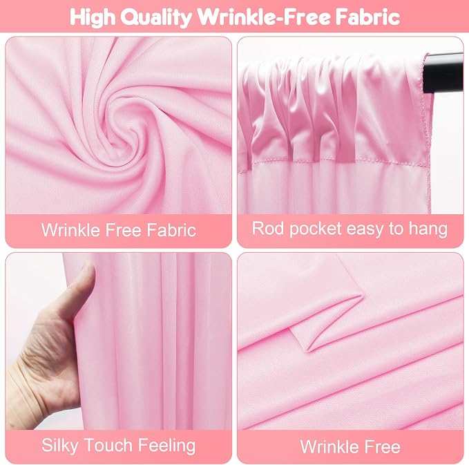 Asee'm Pink Backdrop Curtains Drapes - Image 3