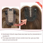YAMI Hair Topper For Women, 100% Remy Human Hair For Women With Thinning 12 inch 40g Medium Auburn Brown