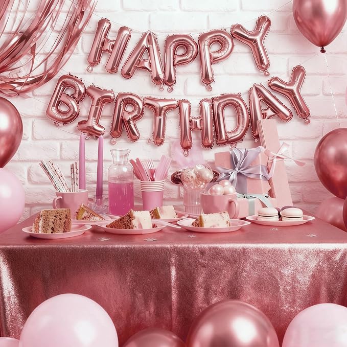 Rose Gold Happy Birthday Balloon Banner Foil Balloons - Image 7