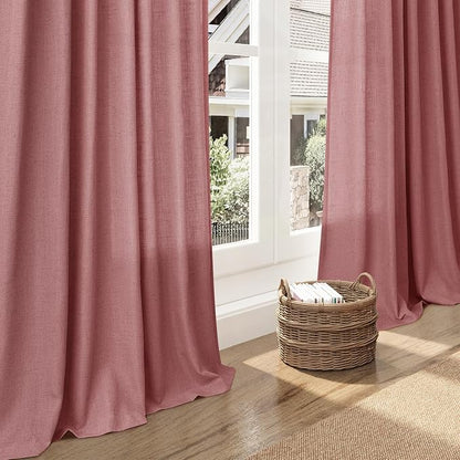 Canyon Rose Linen Curtains 84 Inch Length 2 Panels Set - Image 6