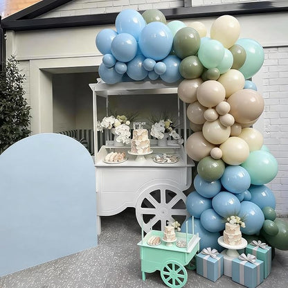 FunHot Blue Green Balloons, 12 Inch Pastel Yellow Ivory Helium Balloons - Image 7