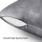 BEDELITE Satin Pillowcase with Zipper, Dark Grey King Size Pillow Cases Set of 2, Super Soft and Cooling Similar to Silk Pillow Cases, Gift for Women Men(20x36 Inches)