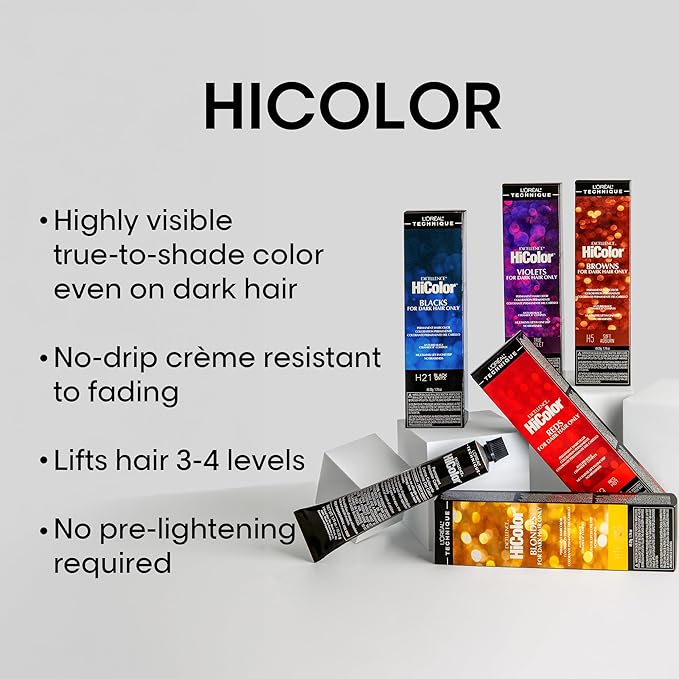 L'OREAL TECHNIQUE HiColor Browns & Blondes Permanent Hair Color - Lifts Dark Hair in One Step Leaving No Brassiness, Rich and Smooth Creme Formula, Intense & Long-Lasting, H13 Natural Blonde