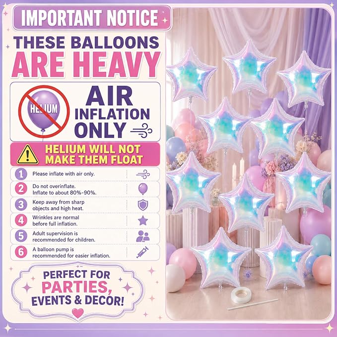 Iridescent Star Balloons, Baby Shower, Graduation, Engagement and Anniversary - Image 11