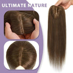 3x5 Inch Injected Silk Base Hair Toppers for Women, 12 Inch Length 130% Density Real Human Hair Pieces #2A Brown