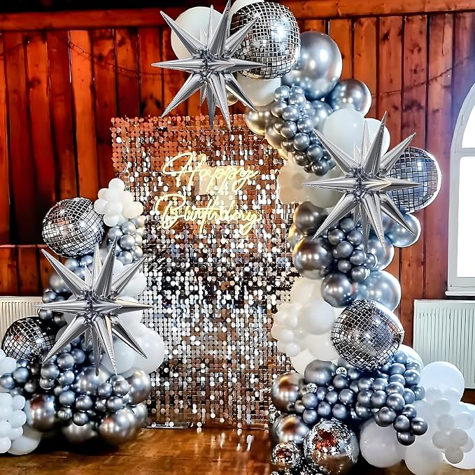 12Pcs Disco Ball Balloons, Metallic Silver Disco Balloon - Image 4