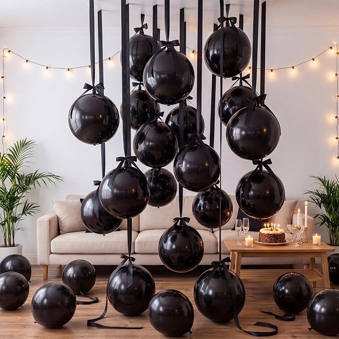 20 Pcs Metallic Black Foil Balloons Giant 22 Inch 4d Round Metallic Balloons - Image 3