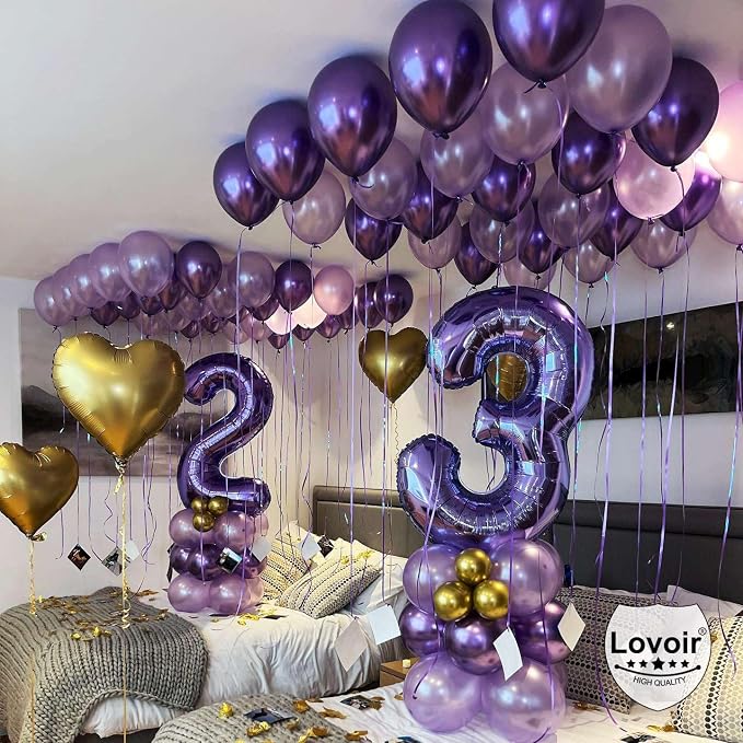 Purple Number 7 Balloons, 40 Inch Giant Number Balloons Foil Mylar Helium - Image 5