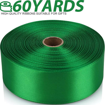 1-1/2 Inch 60 Yards Green Solid Satin Ribbon - Image 2