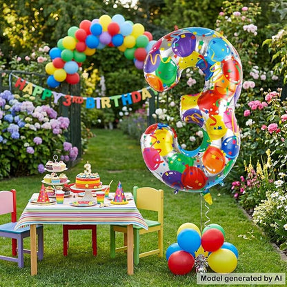 40 Inch Number 3 Balloon, Large Foil Mylar Number Balloon - Image 5