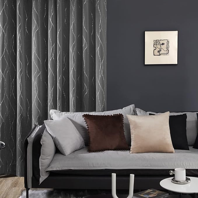 Deconovo Living Room Curtains 63 Inches Long, Thermal Insulated, Room Darkening - Image 3