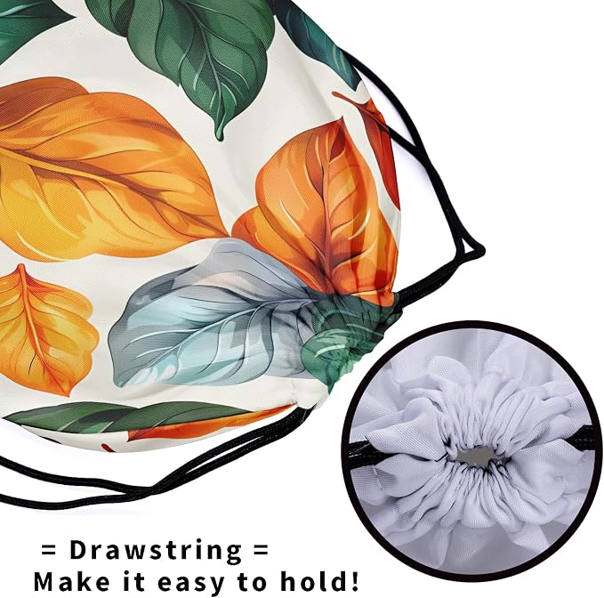 Colorful Leaves Gymnastics Grip Bag Abstract Autumn Leaf Gym String Bag - Image 5