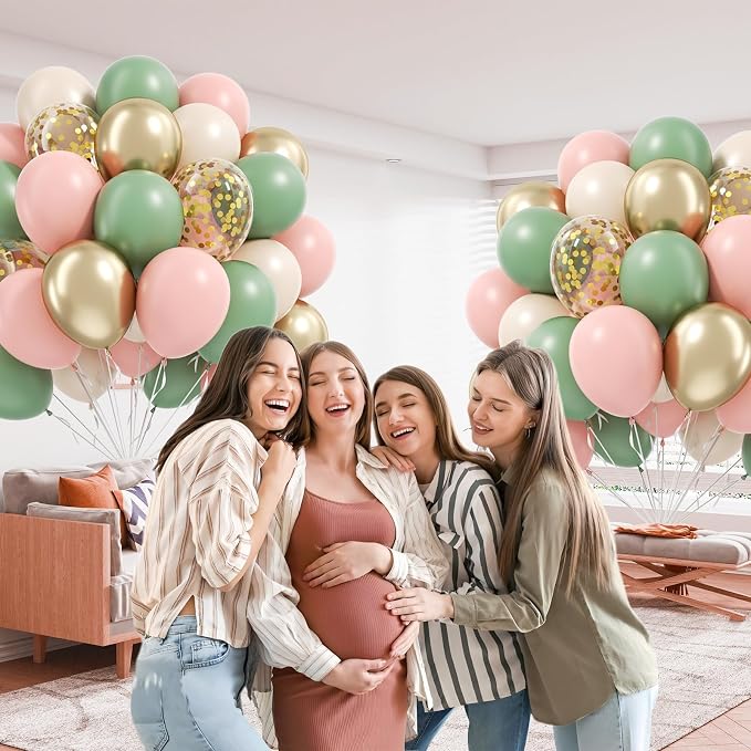 60pcs Pink and Green Balloons 12inch - Image 6