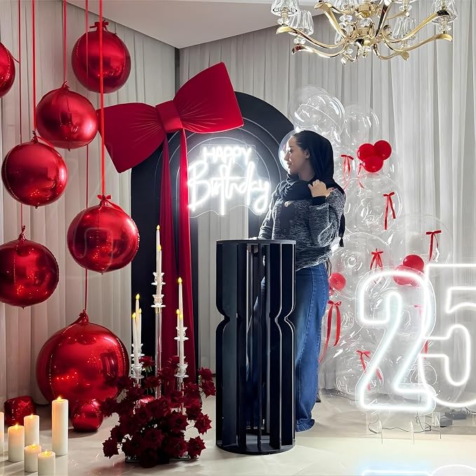 14 Pcs Red Round Foil Balloons Halloween Maroon 4D Ball Balloons | Metallic - Image 6