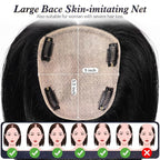 starluck Hair Toppers for Women Real Human Hair, 5"*5.5"Large Coverage Natural Black HairTopper No Bangs,100% Real Human Hair Toppers for Women with ThinningHair,Cover Gray Hair Roots