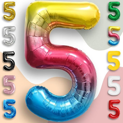Rainbow Number Balloons 5 Mylar Foil 40 Inch - Image 4