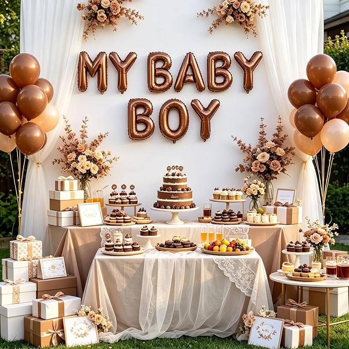TONIFUL Chocolate Brown 16 Inch Mylar Foil Letter Balloons 26 Pcs 1 Set A-Z - Image 5