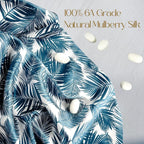 ZIMASILK 100% Pure Mulberry Silk Pillowcase for Hair and Skin Health,Both Sides 19 Momme Silk Floral Print,1pc (Standard 20''x26'',Blue Leaves)