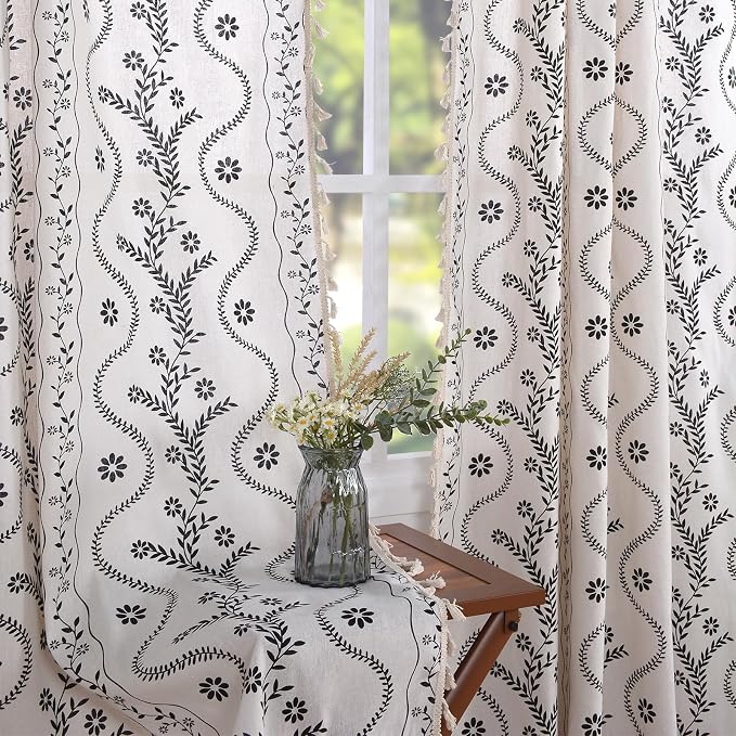 Schweek Boho Tassels Curtain 63 Inches Long 2 Panels by Schweek