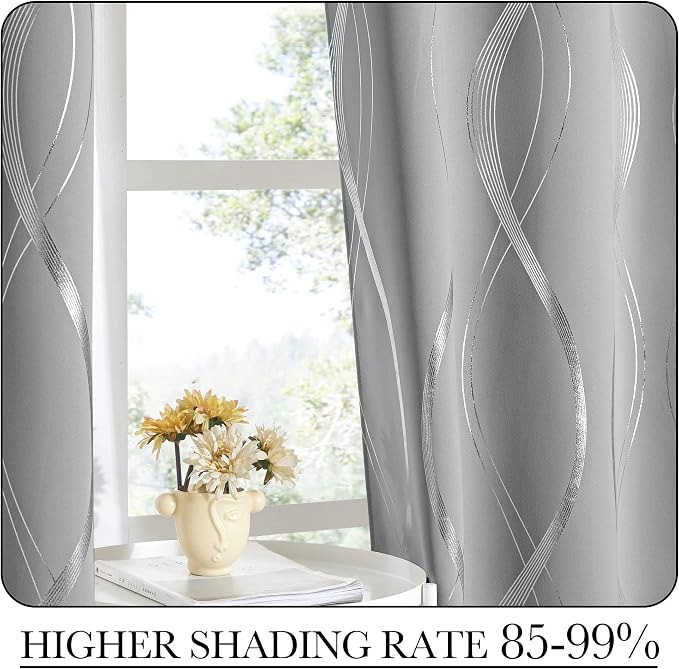 NICETOWN Silver Grey Pattern Curtains - Image 4
