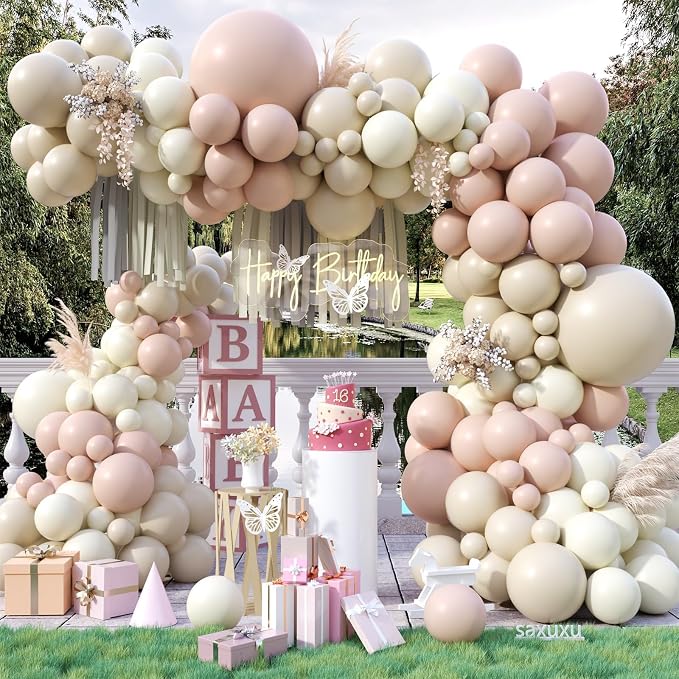 122PCS Dusty Pink Balloon Arch Kit by Saxuxu