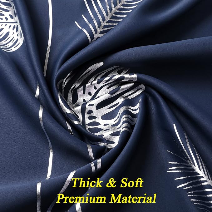Blackout Window Curtains Silver Palm Tree Print Grommet Blackout Curtains - Image 4