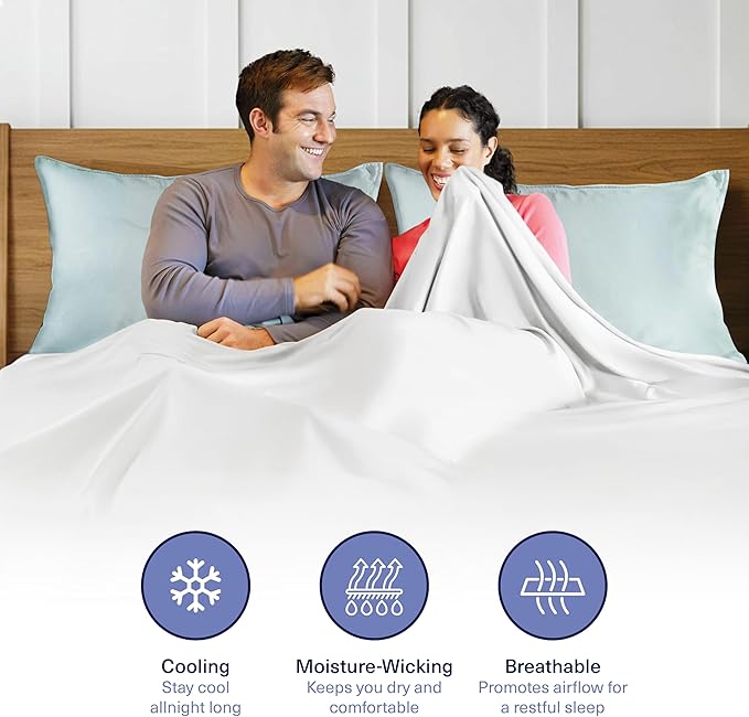 Kickoff Viscose Bamboo Pillowcase, King, Set of 2, 100% Organic Hidden Zippered Viscose Bamboo Pillow Case King Size, Cooling Pillow Cover for Hot Sleepers (20"x40", Coastal Blue)