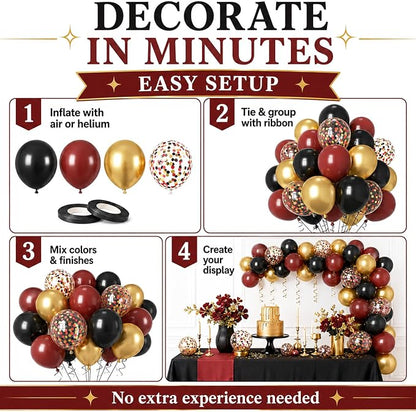 Burgundy Gold Balloons, Metallic Gold, Bachelorette Anniversary Bridal Shower - Image 8