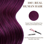 GOO GOO Tape in Hair Extensions Human Hair, Violet, 16inch 25g 10pcs, Colored Tape ins Human Hair Extensions, Silky&Soft Invisible Tape Ins, Hair Highlighted for Party