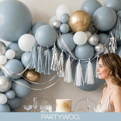 PartyWoo Dusty Blue Balloons 140pcs Light Blue Aqua Boho Color | 18 12 10 5 - Image 9