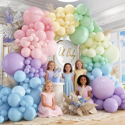 160 Pack Pastel Balloons 12 Inch Pastel Rainbow Multicolor Macaron Balloons - Image 7