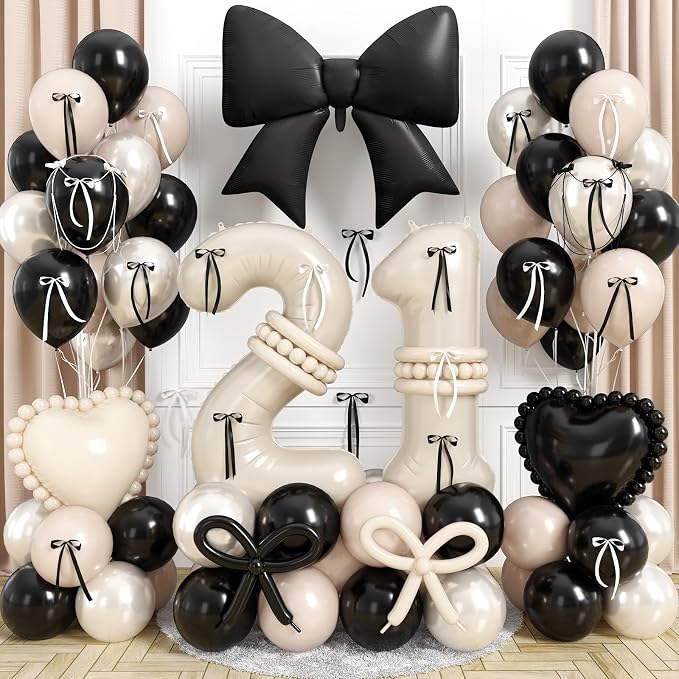 Cream 21 Number Balloon 40 Inch, 21st Birthday Decorations by Jobkoo