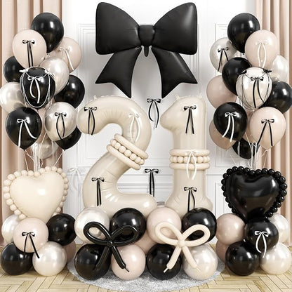 Cream 21 Number Balloon 40 Inch, 21st Birthday Decorations by Jobkoo