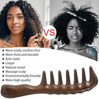 Wooden Wide Tooth Comb, 2 Pack Large Thicken Natural Sandalwood Hair Combs for Curls, Women and Men, Detangles Long Thick Wet or Dry Hair, Head Scalp Massager, Anti-static (Golden Sandalwood)