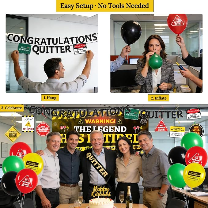 Retirement Party Decorations for Coworker, Funny Warning Theme Happy Retirement - Image 6