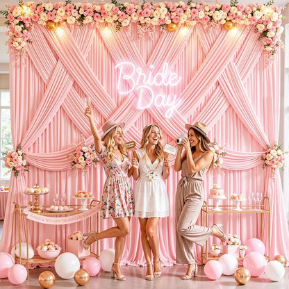 8 Panels Blush Pink Backdrop Curtains - Image 4